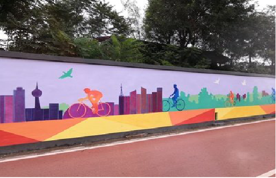 峨眉山墙体彩绘-围墙