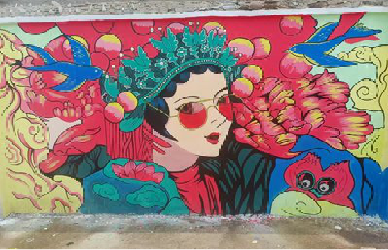 峨眉山墙体彩绘-网红墙