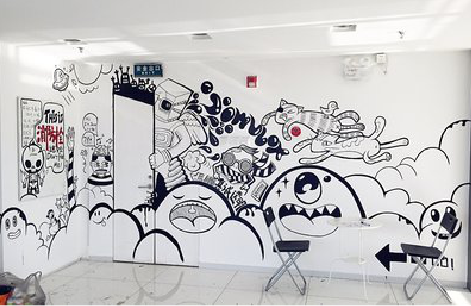 峨眉山手绘墙并非传统涂鸦。